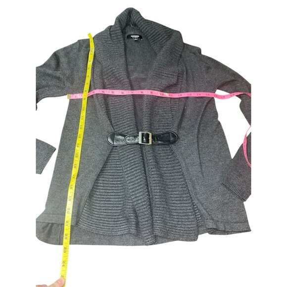 PREMISE STUDIO Women's Size Small Heather Gray Open Cardigan with Built In Belt - Picture 8 of 15